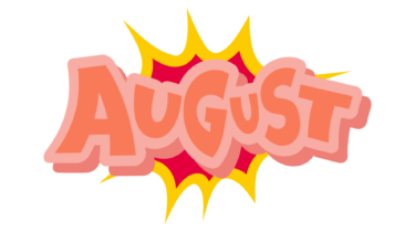 すべて無料！商用利用可！無料販促イラスト素材・アメコミ風擬音素材・月名８・August・無料ダウンロードはこちらから！