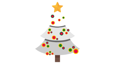 なるわん座限定！全て！無料！商用利用可！無料販促イラスト素材・クリスマスツリー(白)・その１４・無料ダウンロードはこちらから！