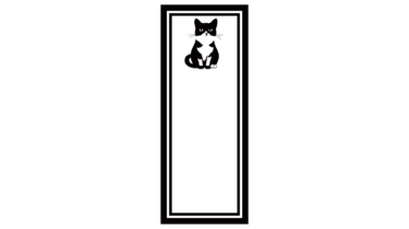 すべて無料！商用利用可！無料販促イラスト素材・猫の子持ち枠(長形)・黒抜き・その１・無料ダウンロードはこちらから！