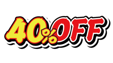 すべて無料！商用利用可！無料販促イラスト素材・黄色数字４０％オフ0ff・無料ダウンロードはこちらから！